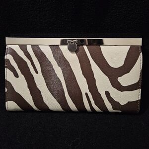 Brown and Cream Zebra Print Clutch Wallet